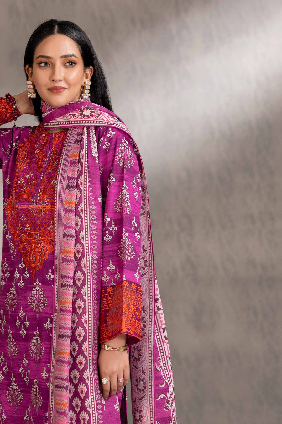 Nishat With You Unstitched Embroidered Khaddar 3Pc Suit - 42303218