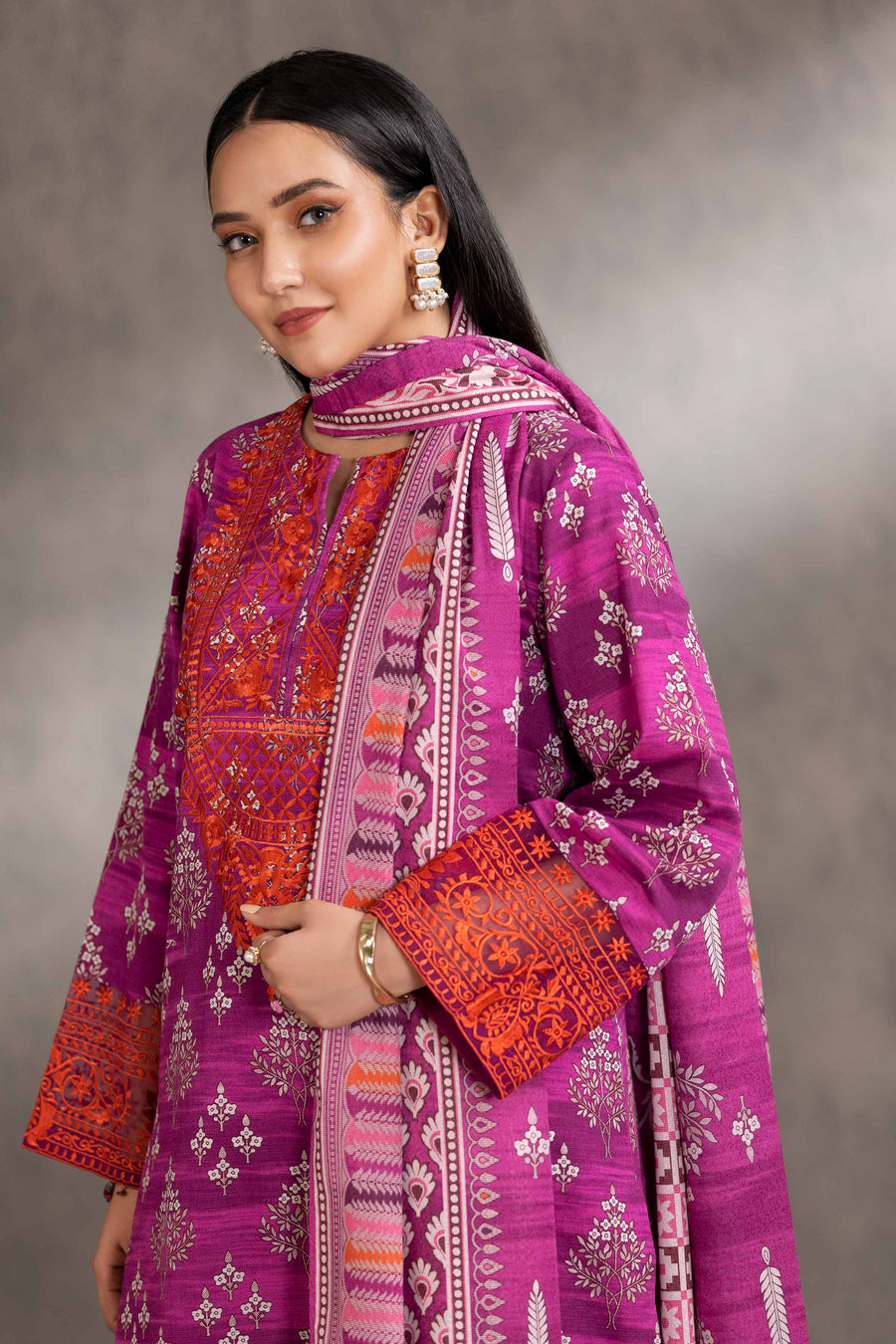 Nishat With You Unstitched Embroidered Khaddar 3Pc Suit - 42303218