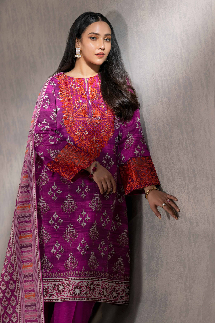 Nishat With You Unstitched Embroidered Khaddar 3Pc Suit - 42303218