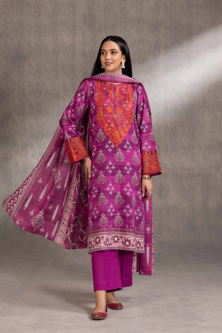 Nishat With You Unstitched Embroidered Khaddar 3Pc Suit - 42303218