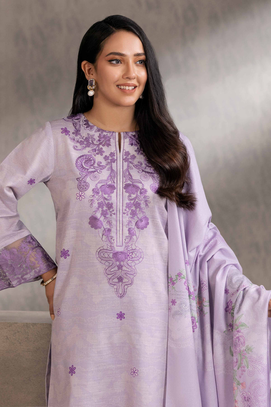 Nishat With You Unstitched Embroidered Khaddar 3Pc Suit - 42303219