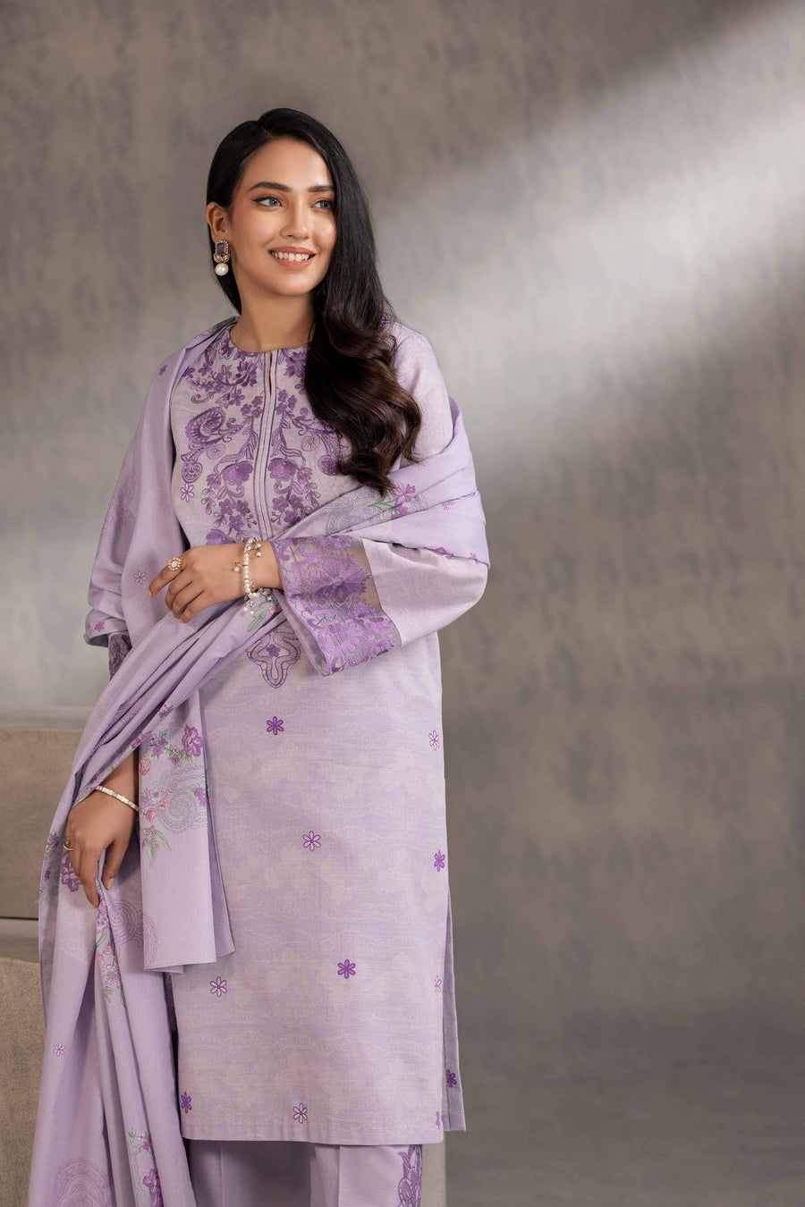 Nishat With You Unstitched Embroidered Khaddar 3Pc Suit - 42303219