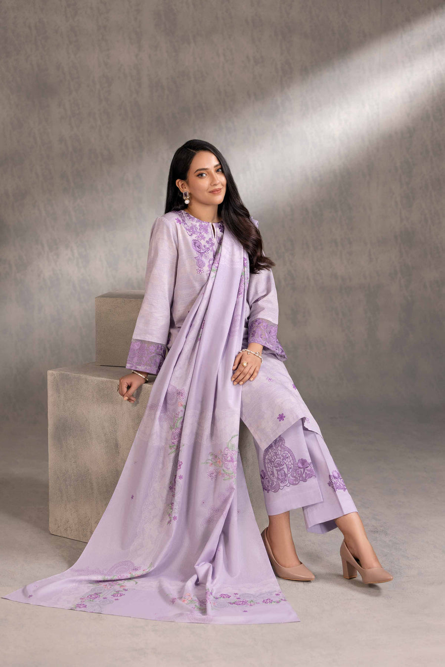 Nishat With You Unstitched Embroidered Khaddar 3Pc Suit - 42303219