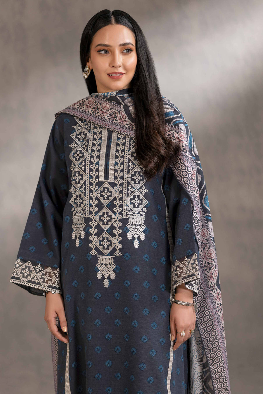 Nishat With You Unstitched Embroidered Khaddar 3Pc Suit - 42303220