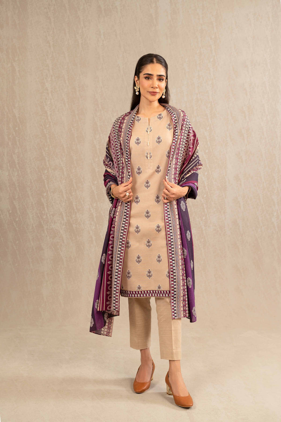 Nishat With You Unstitched Printed Khaddar 3Pc Suit - 42303223
