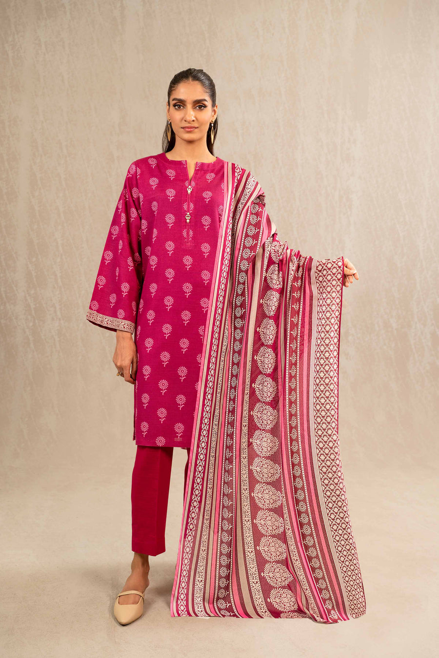 Nishat With You Unstitched Printed Khaddar 3Pc Suit - 42303224
