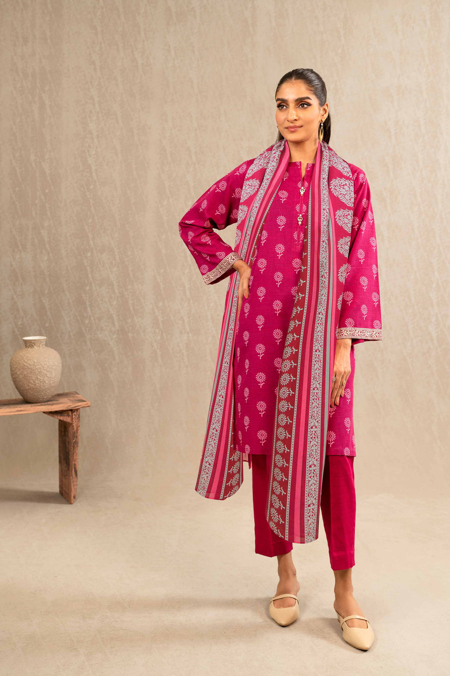 Nishat With You Unstitched Printed Khaddar 3Pc Suit - 42303224