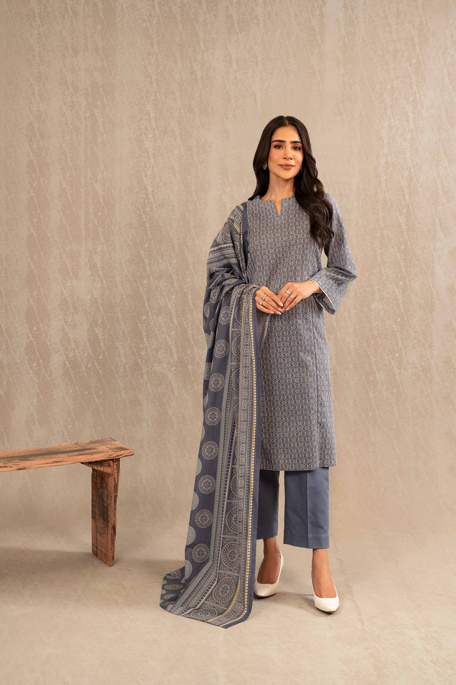 Nishat With You Unstitched Printed Khaddar 3Pc Suit - 42303228