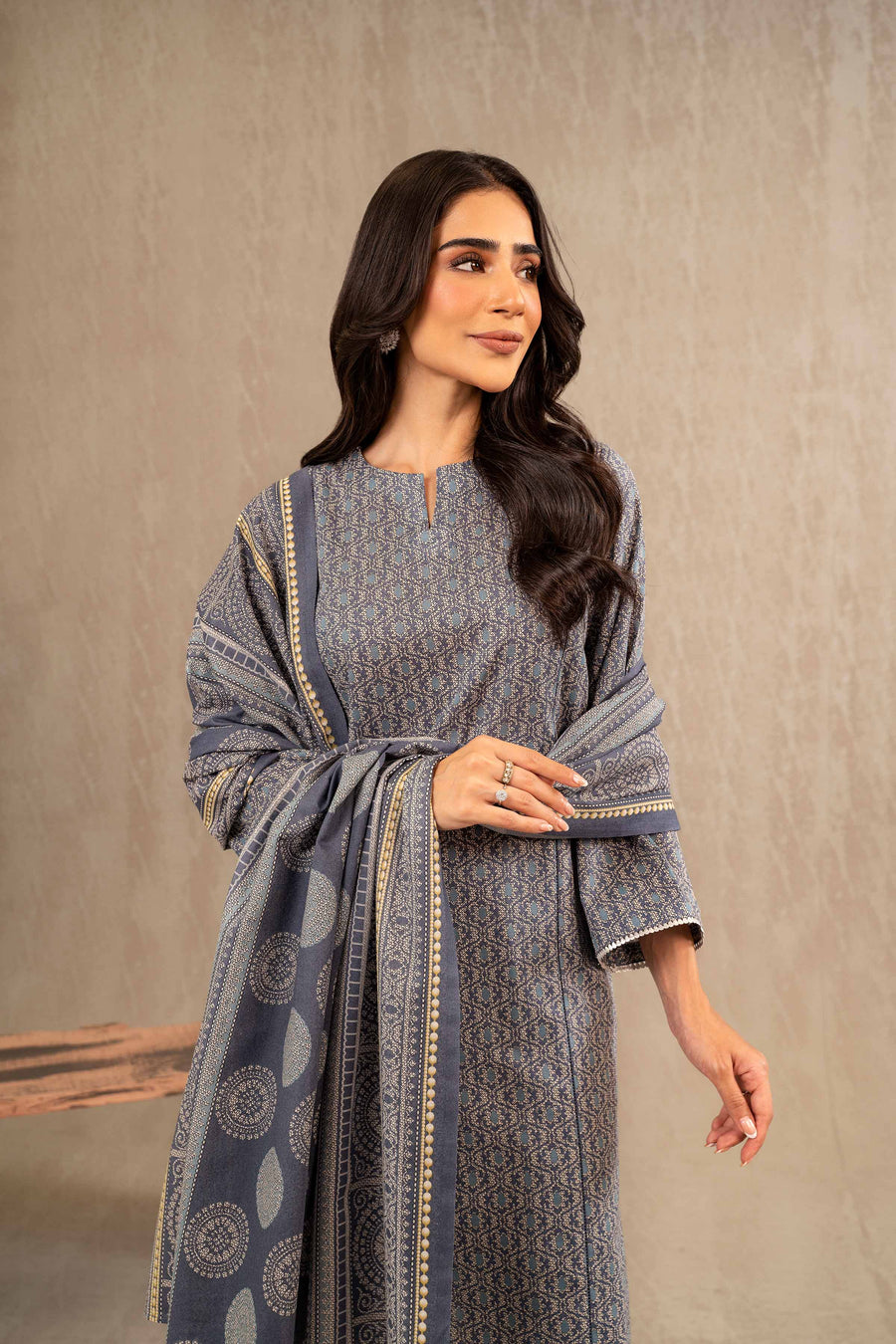 Nishat With You Unstitched Printed Khaddar 3Pc Suit - 42303228