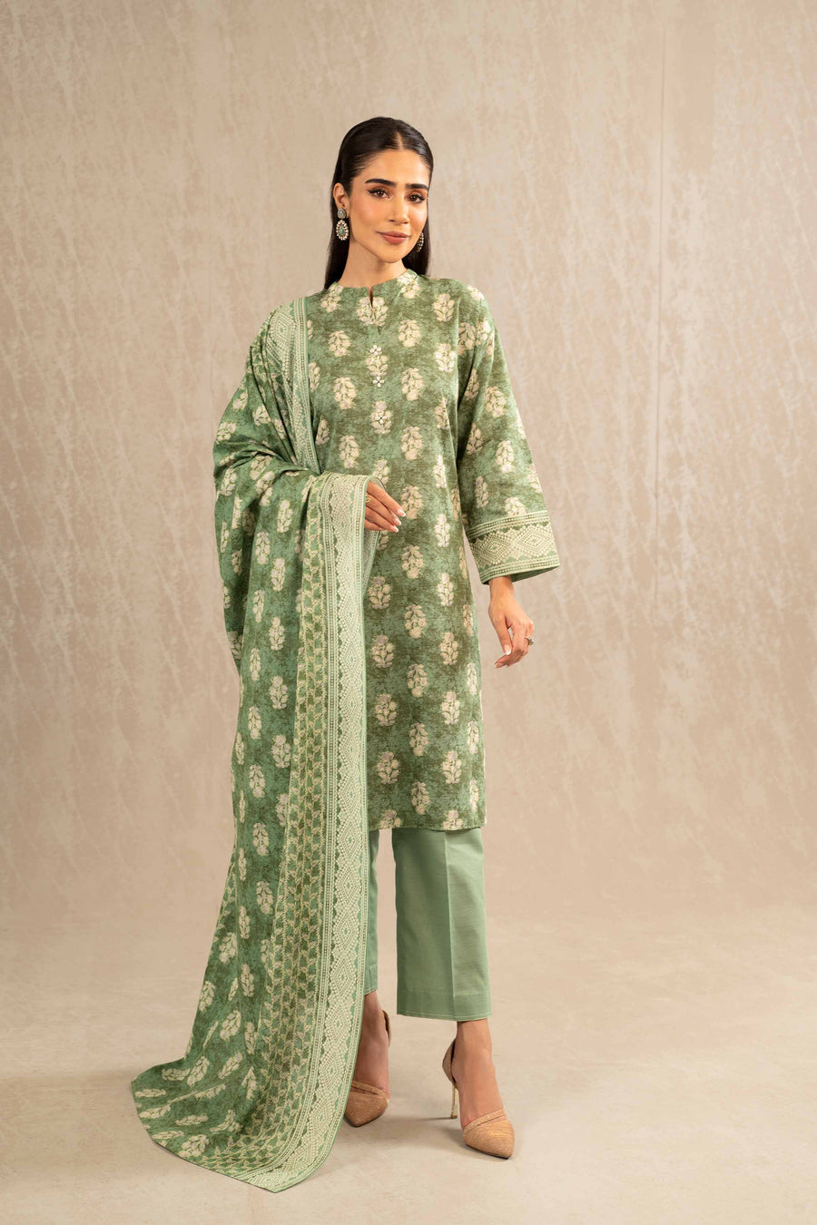 Nishat With You Unstitched Printed Khaddar 3Pc Suit - 42303231