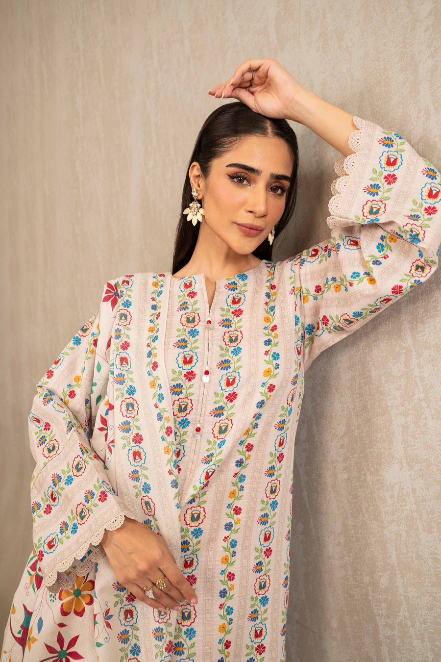 Nishat With You Unstitched Printed Khaddar 3Pc Suit - 42303233