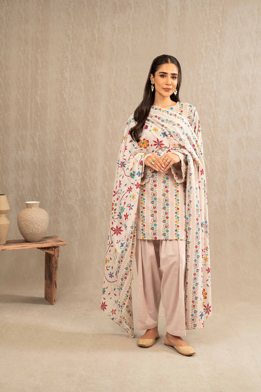 Nishat With You Unstitched Printed Khaddar 3Pc Suit - 42303233