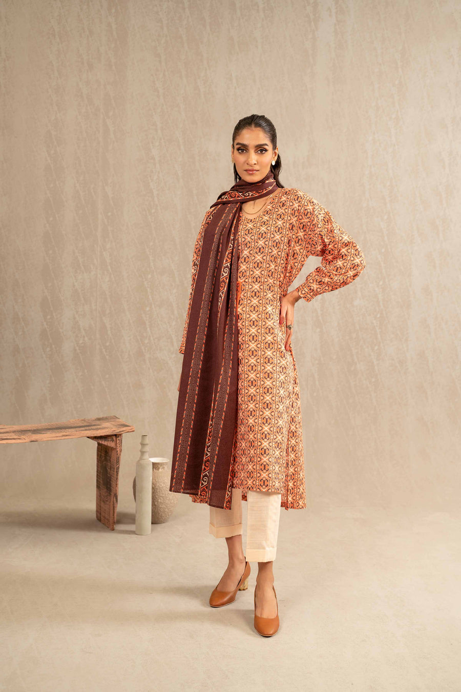 Nishat With You Unstitched Printed Khaddar 3Pc Suit - 42303238