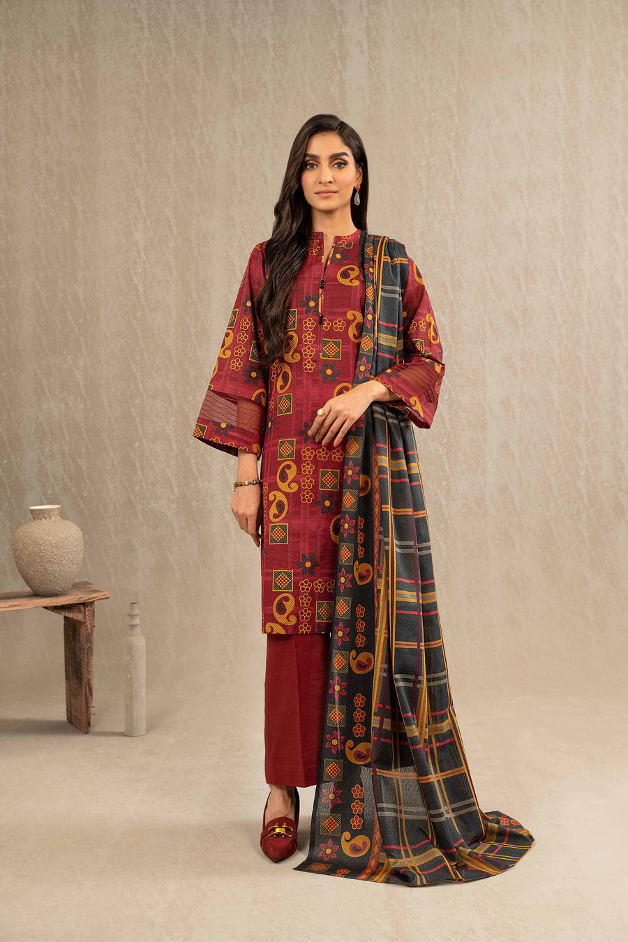 Nishat With You Unstitched Printed Khaddar 3Pc Suit - 42303240