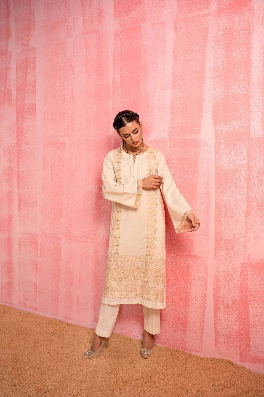 Nishat With You Unstitched Embroidered Karandi 2Pc Suit - 42303242