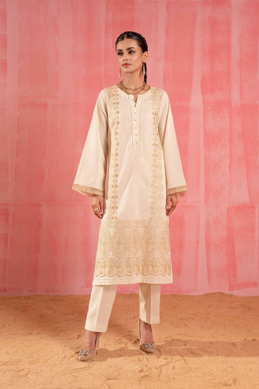 Nishat With You Unstitched Embroidered Karandi 2Pc Suit - 42303242