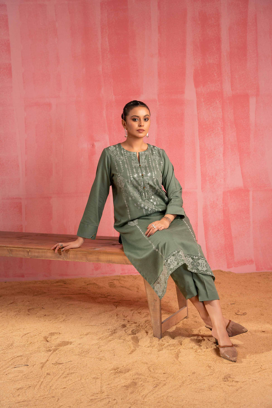 Nishat With You Unstitched Embroidered Karandi 2Pc Suit - 42303245