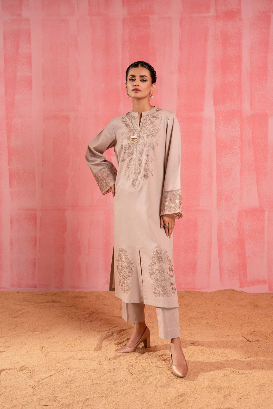 Nishat With You Unstitched Embroidered Karandi 2Pc Suit - 42303253