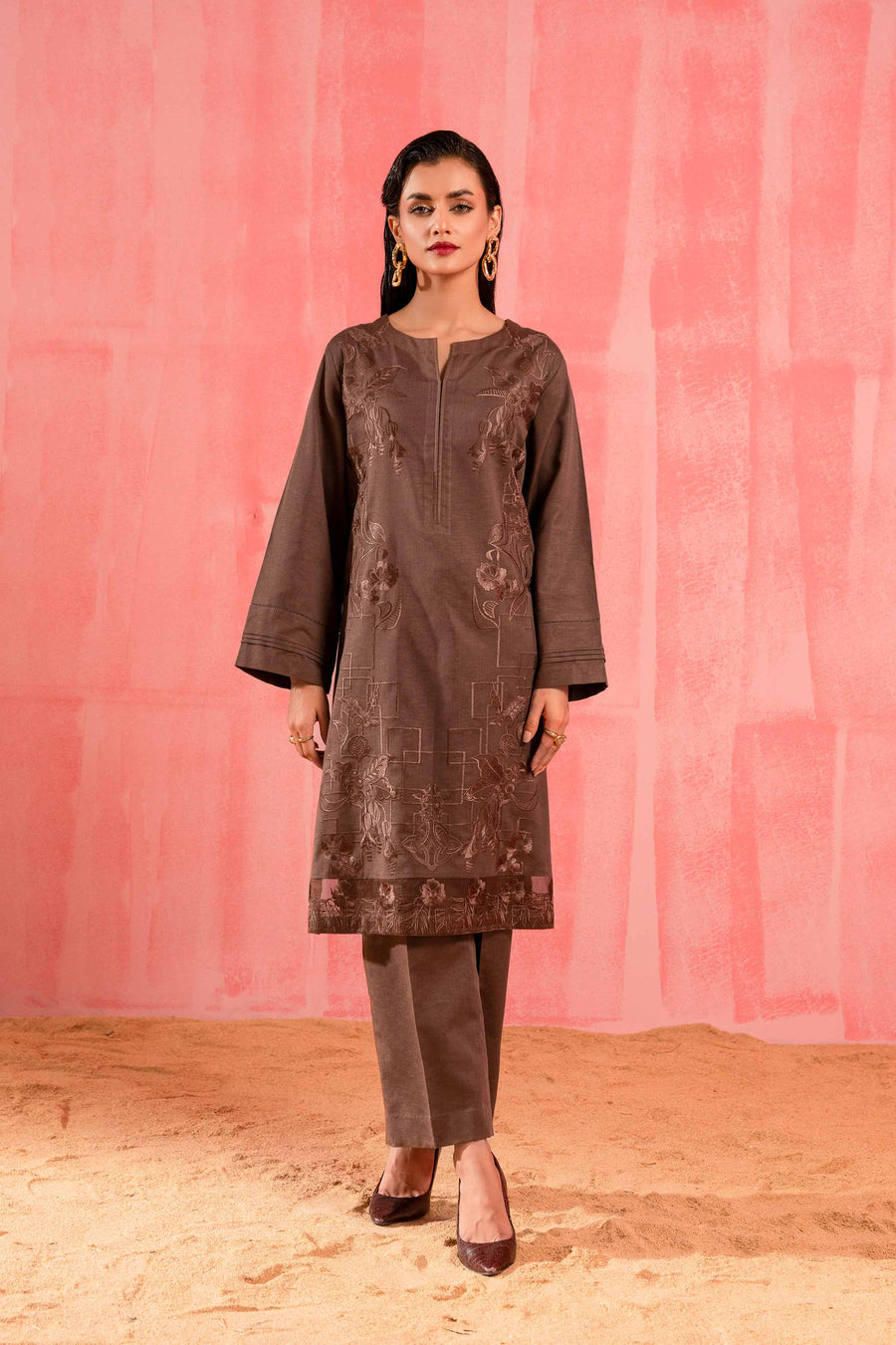 Nishat With You Unstitched Embroidered Karandi 2Pc Suit - 42303259
