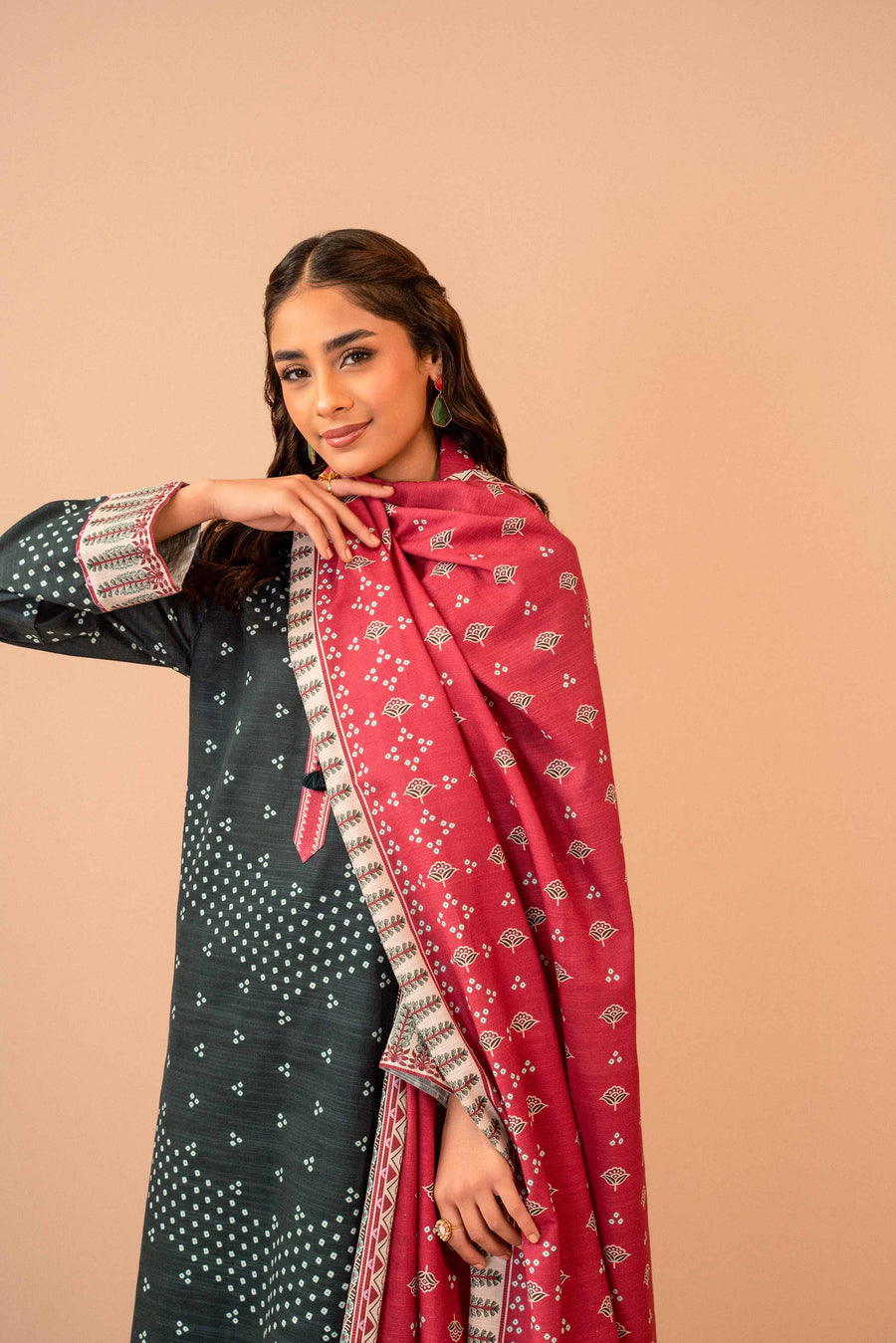 Nishat Winter Printed Khaddar Unstitched 3Pc Suit - 42303281