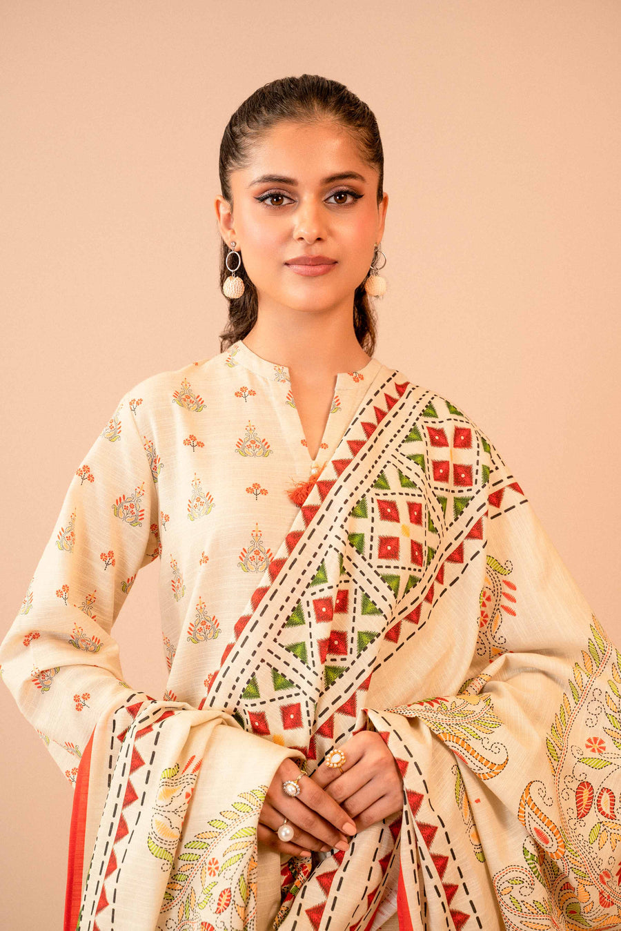 Nishat Winter Printed Khaddar Unstitched 3Pc Suit - 42303283