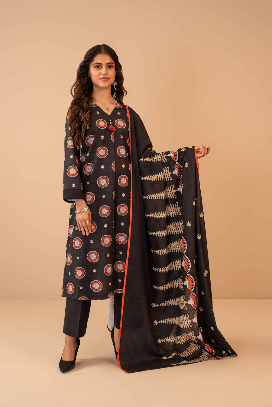 Nishat Winter Printed Khaddar Unstitched 3Pc Suit - 42303288