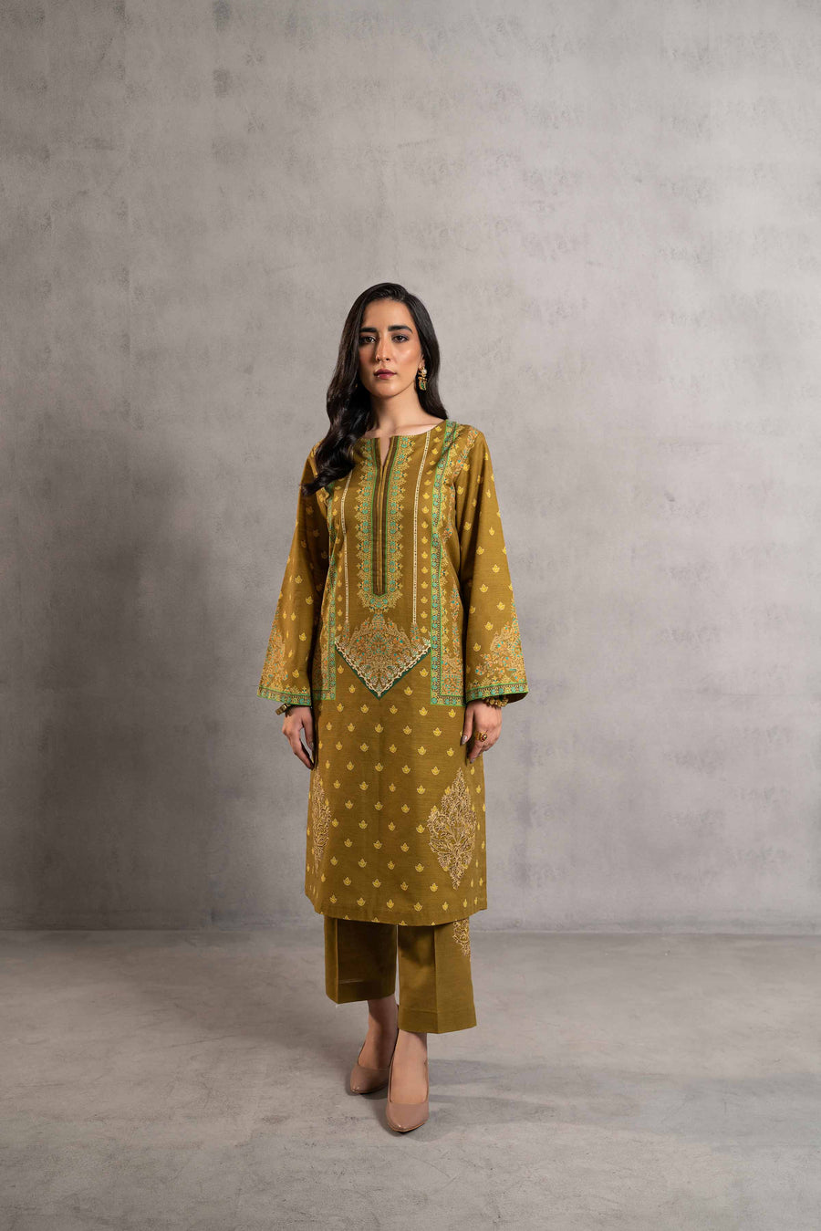 Nishat Sunehray Din Embroidered Khaddar Unstitched 2Pc Suit - 42303295