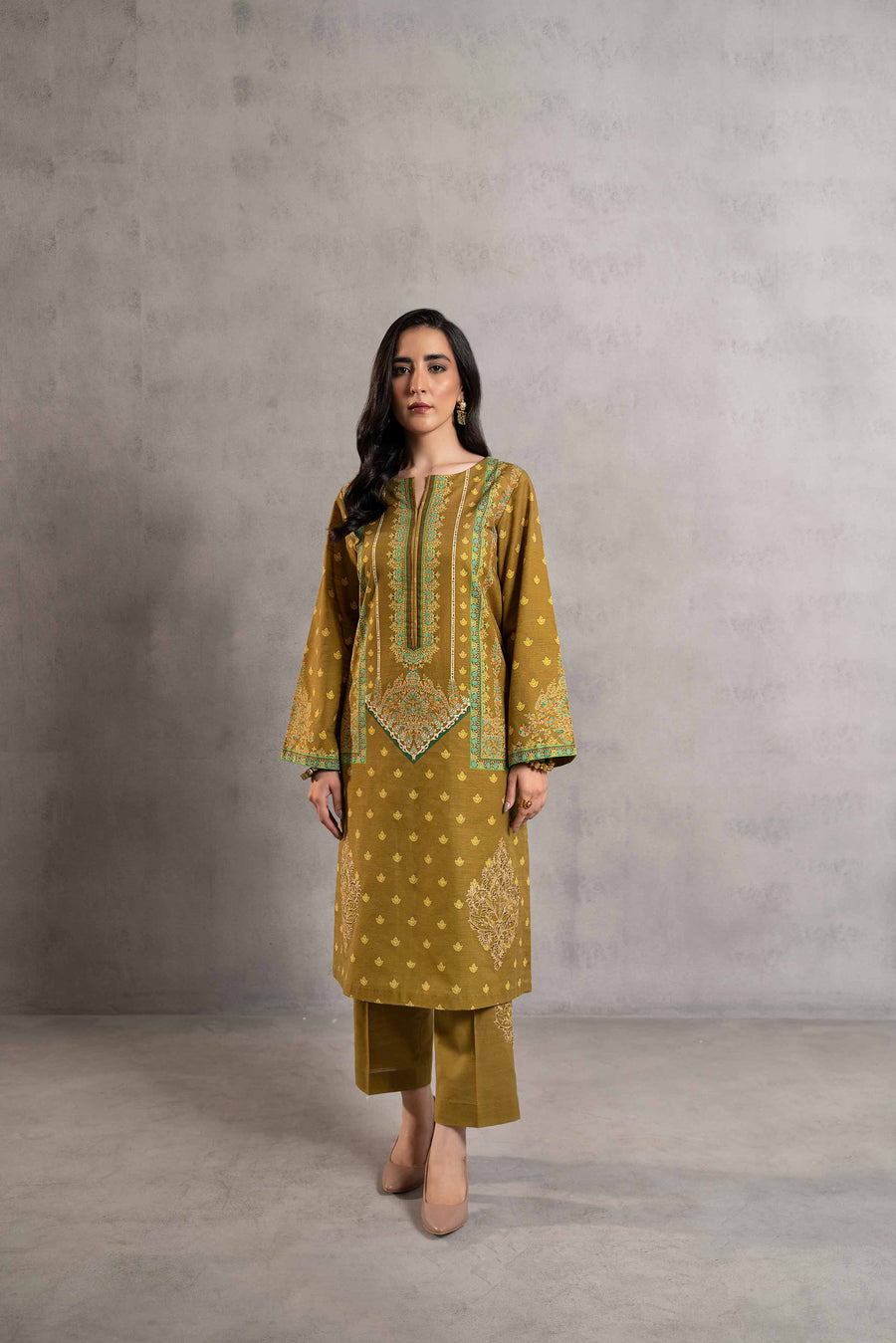 Nishat Sunehray Din Embroidered Khaddar Unstitched 2Pc Suit - 42303295
