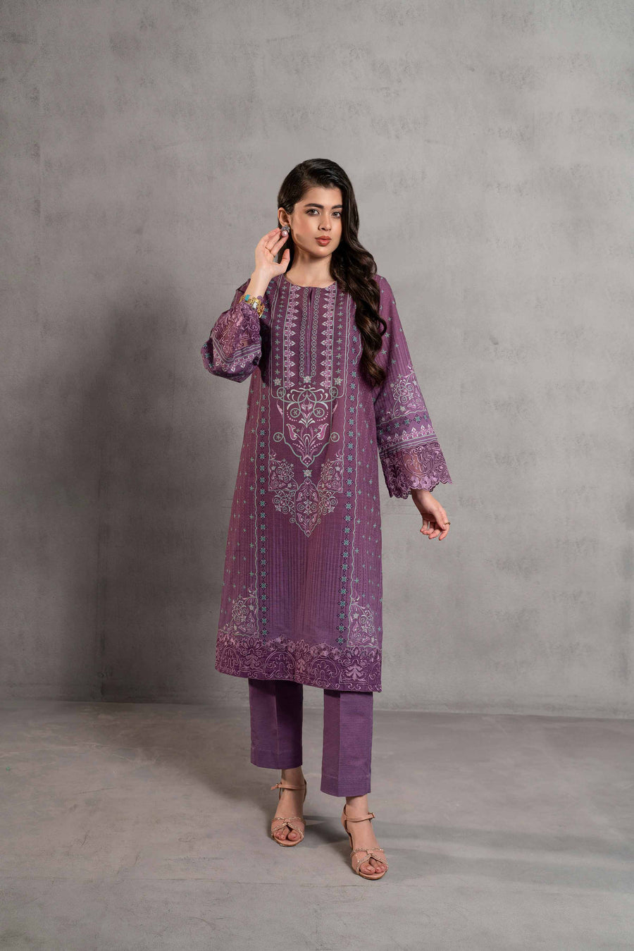 Nishat Sunehray Din Embroidered Khaddar Unstitched 2Pc Suit - 42303296