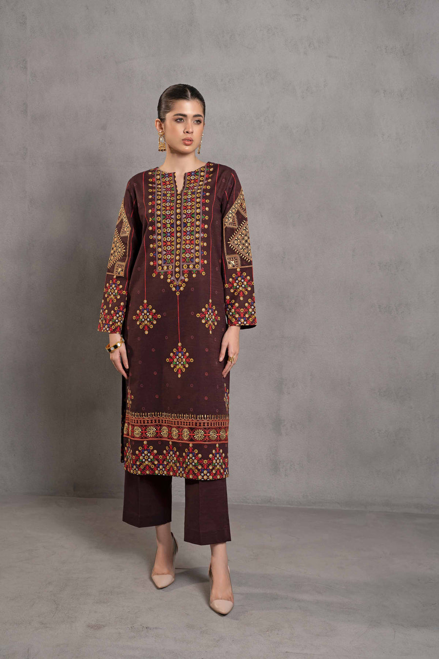 Nishat Sunehray Din Embroidered Khaddar Unstitched 2Pc Suit - 42303298