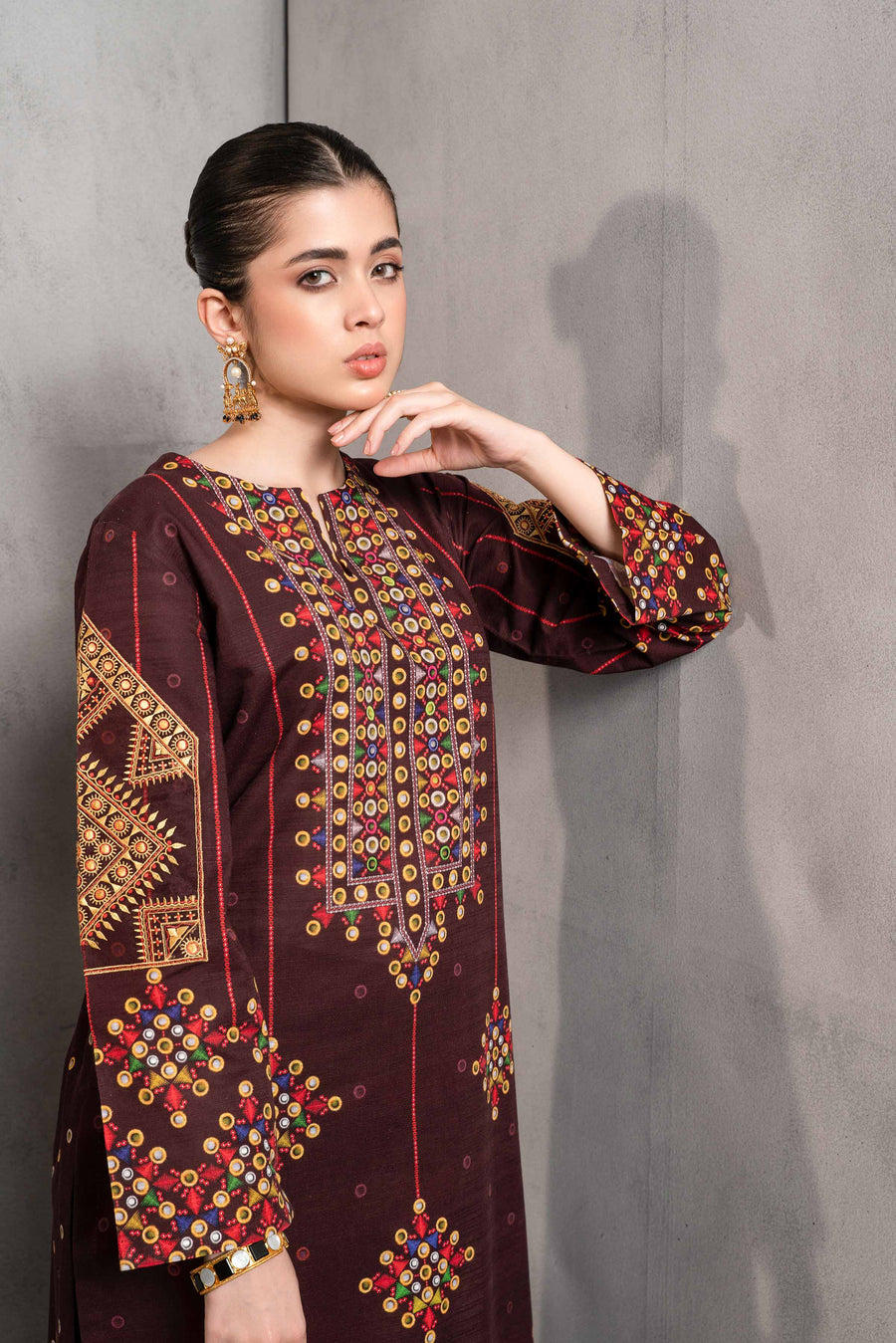 Nishat Sunehray Din Embroidered Khaddar Unstitched 2Pc Suit - 42303298