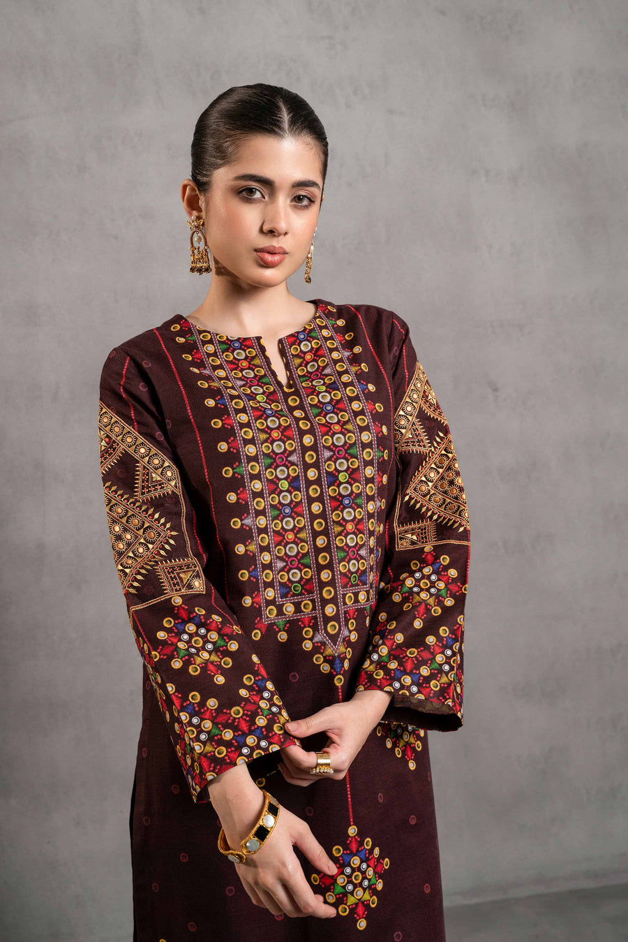 Nishat Sunehray Din Embroidered Khaddar Unstitched 2Pc Suit - 42303298