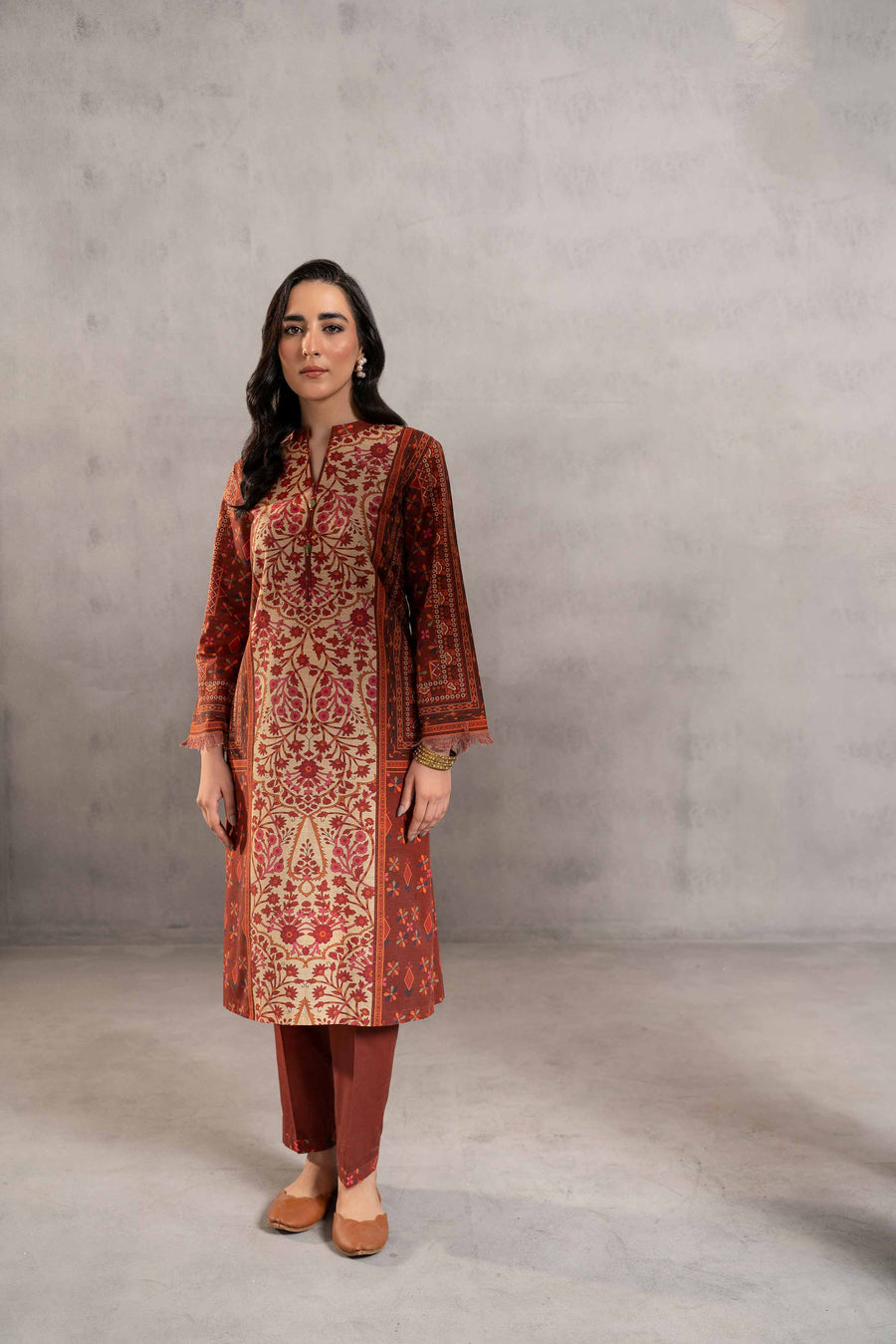 Nishat Sunehray Din Printed Khaddar Unstitched 2Pc Suit - 42303305