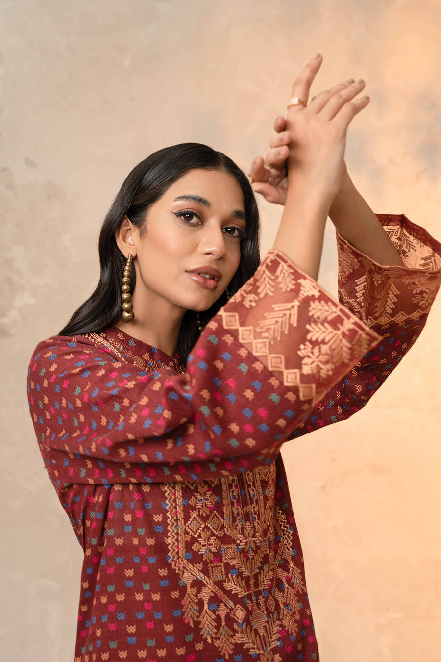 Nishat With You Unstitched Embroidered Khaddar 2Pc Suit - 42303312