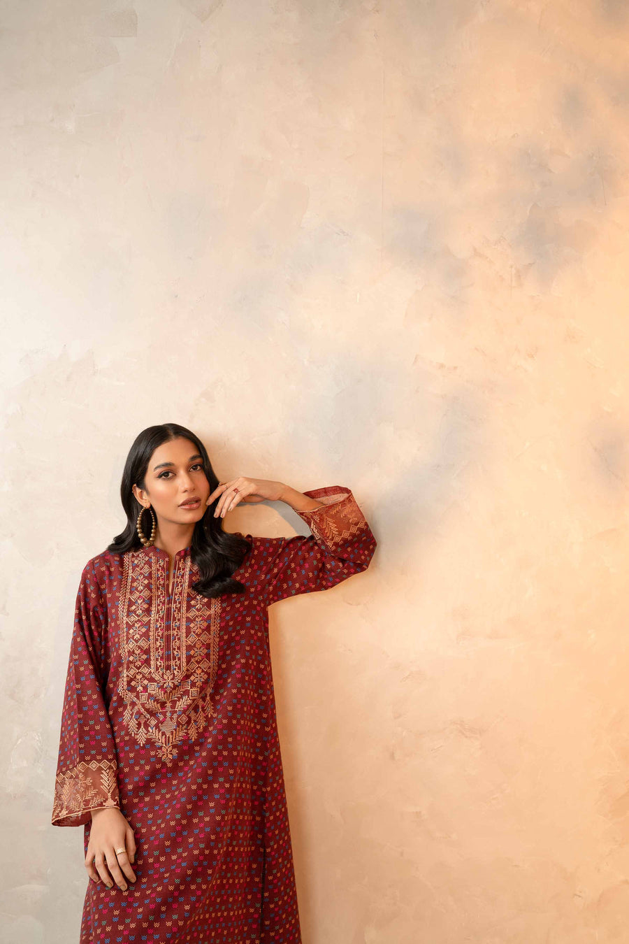 Nishat With You Unstitched Embroidered Khaddar 2Pc Suit - 42303312