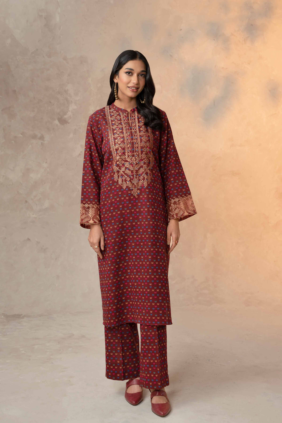 Nishat With You Unstitched Embroidered Khaddar 2Pc Suit - 42303312