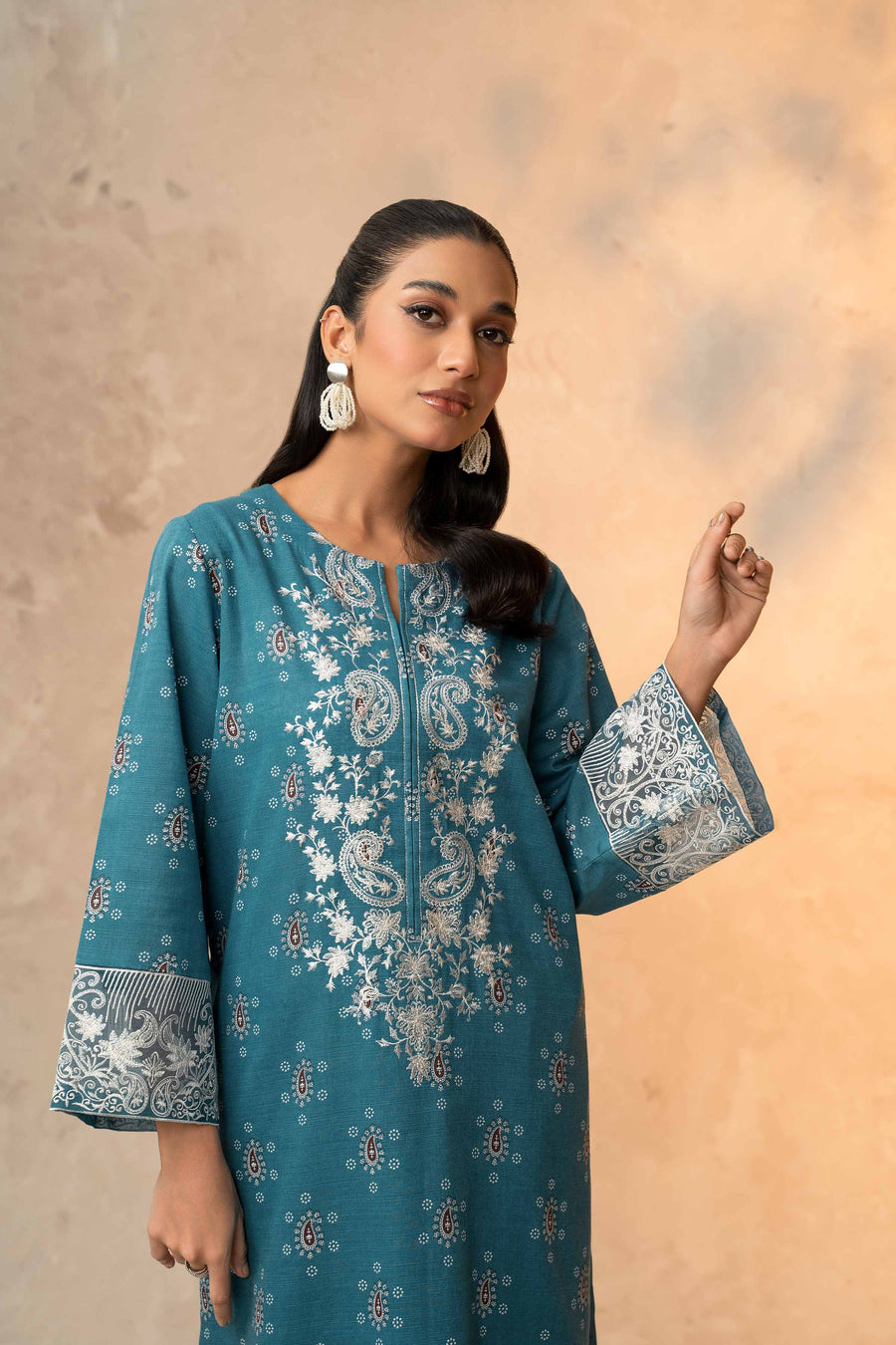 Nishat With You Unstitched Embroidered Khaddar 2Pc Suit - 42303313