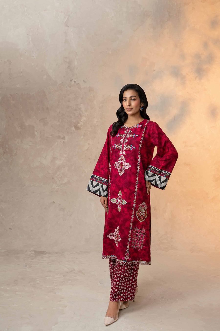 Nishat With You Unstitched Embroidered Khaddar 2Pc Suit - 42303314