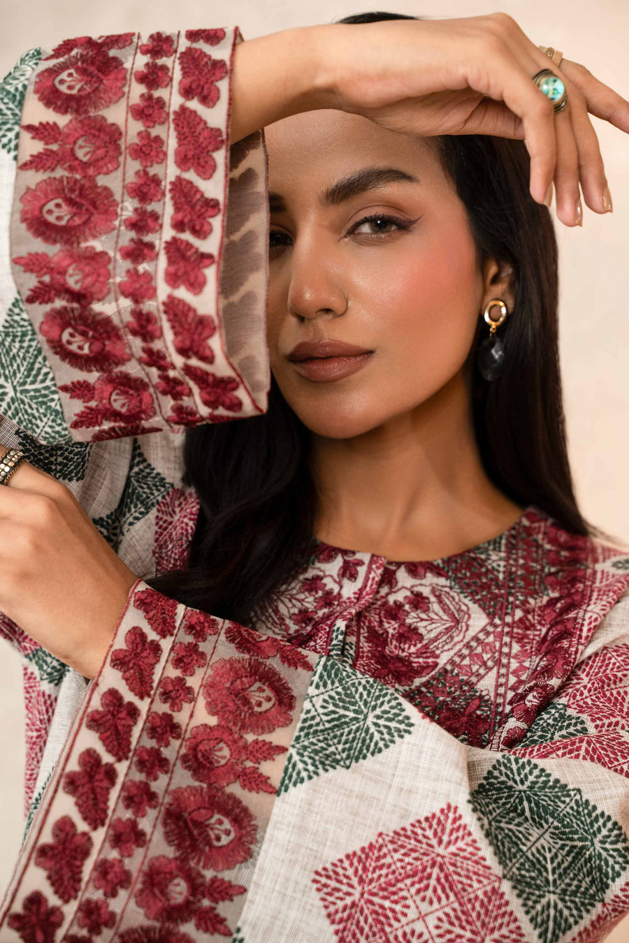 Nishat With You Unstitched Embroidered Khaddar 2Pc Suit - 42303318