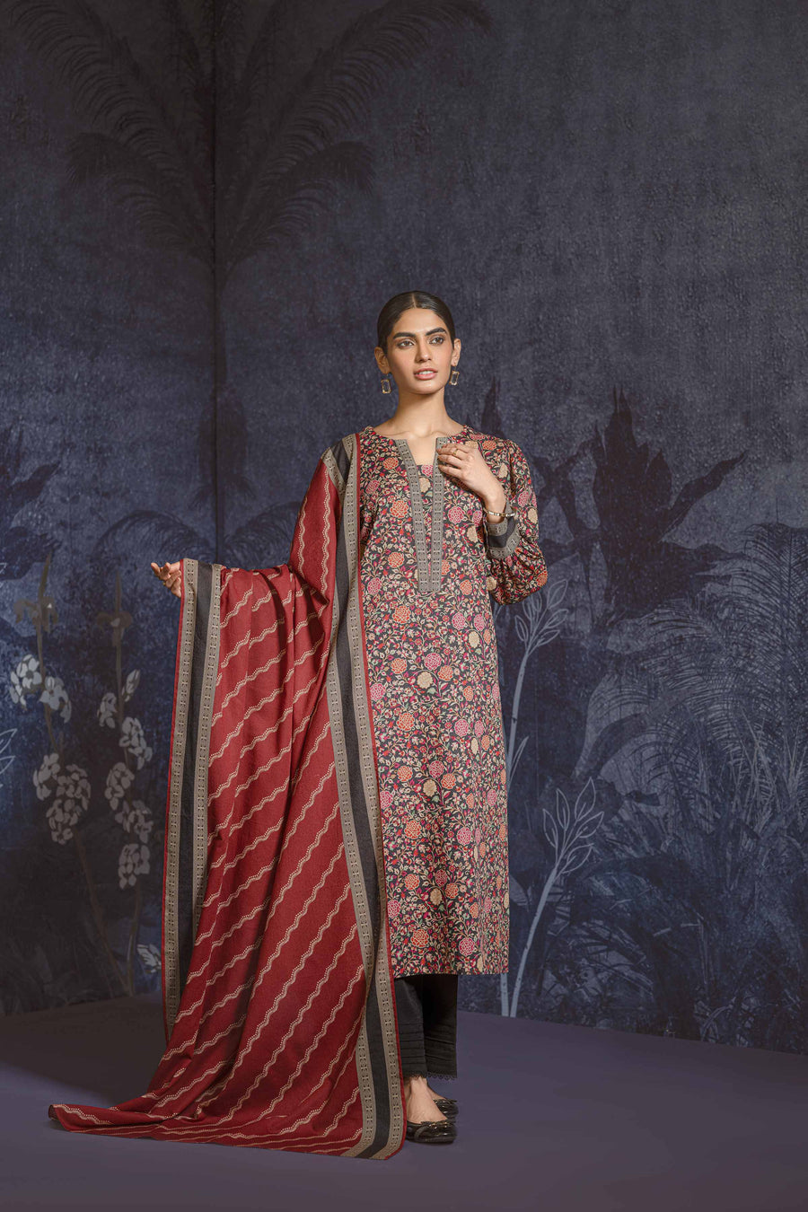 Nishat Sunehray Din Printed Khaddar Unstitched 2Pc Suit - 42303339