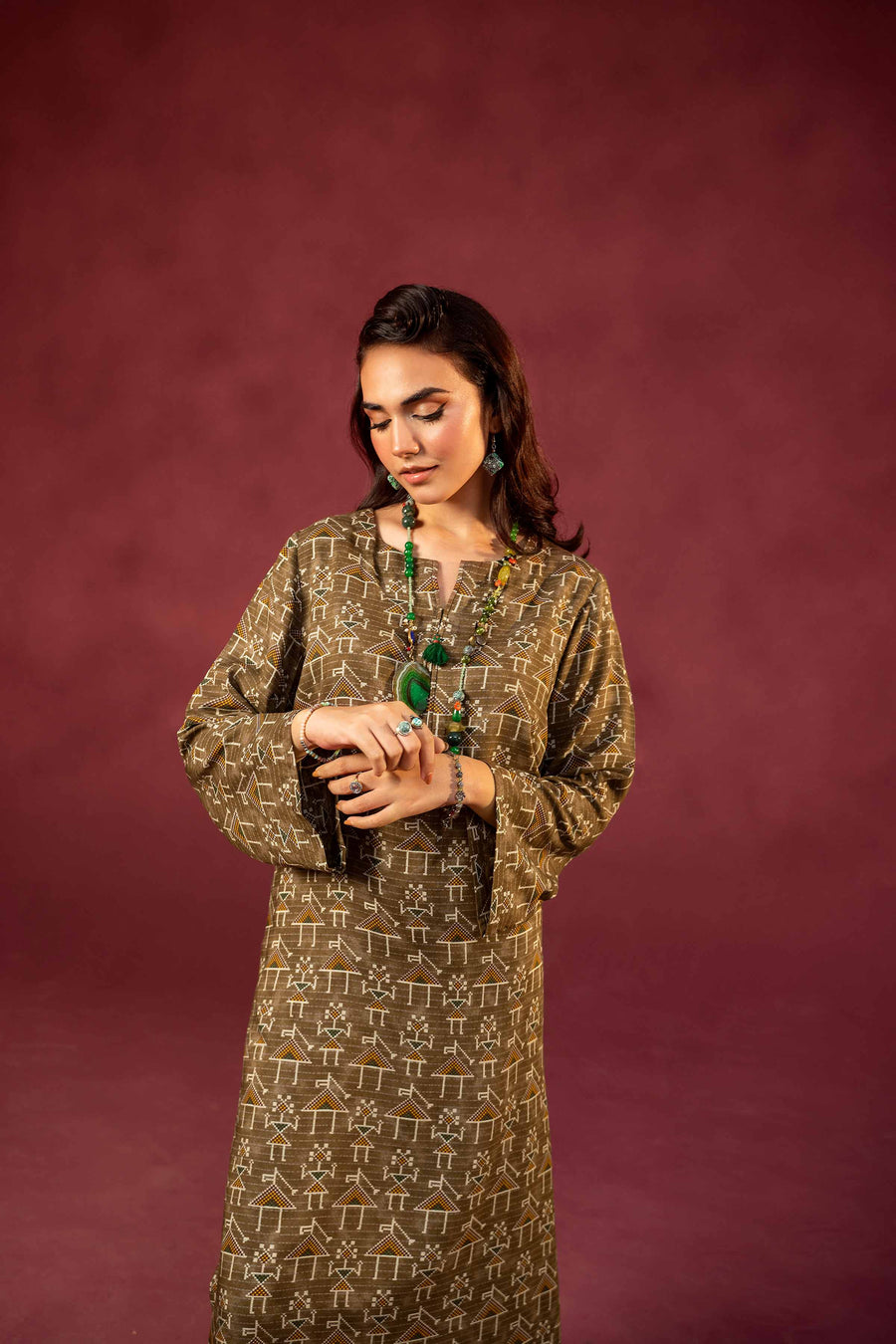 Nishat With You Unstitched Printed Linen 2Pc Suit - 42303357