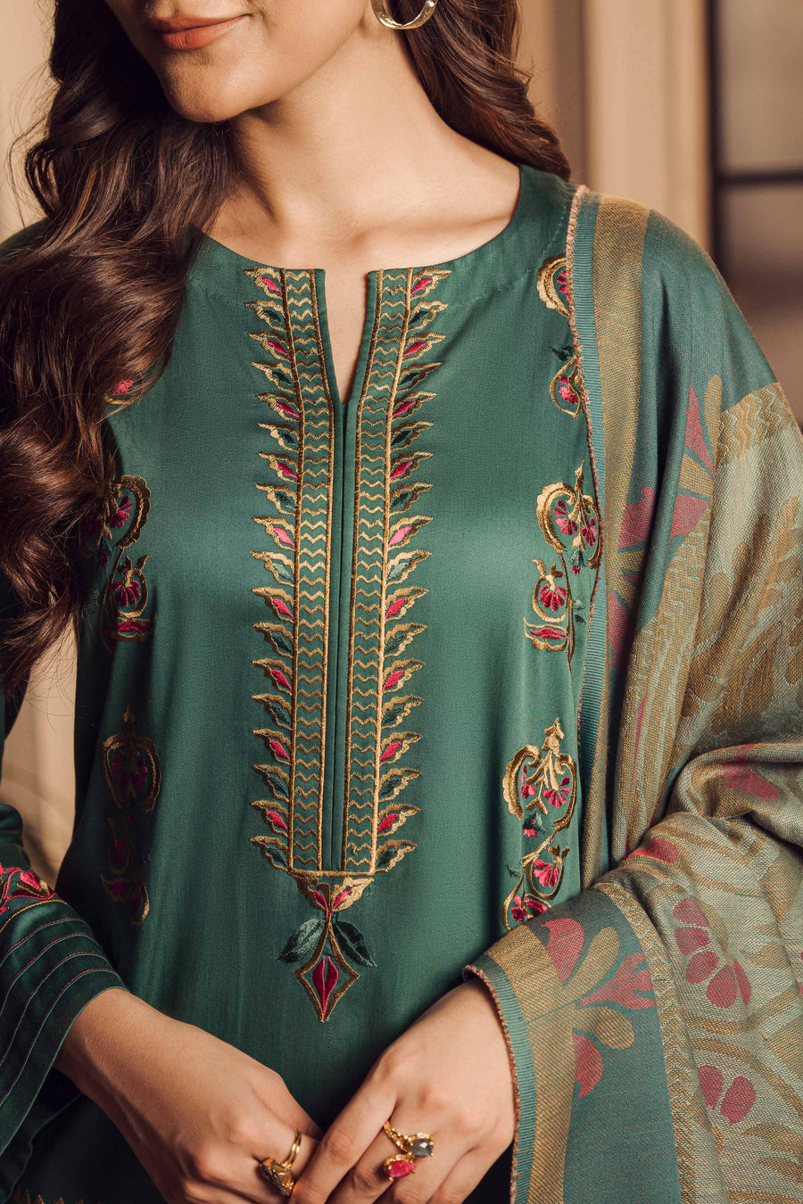 Nishat Winter Embroidered Sateen Unstitched 3Pc Suit - 42303376
