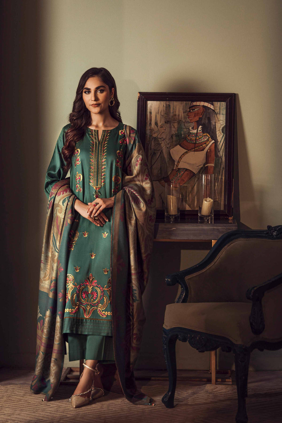 Nishat Winter Embroidered Sateen Unstitched 3Pc Suit - 42303376