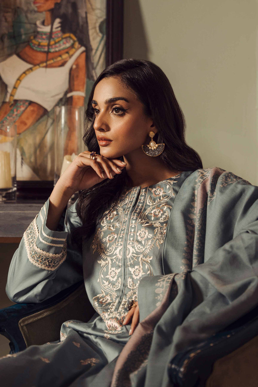 Nishat Sunehray Din Embroidered Sateen Unstitched 3Pc Suit - 42303377