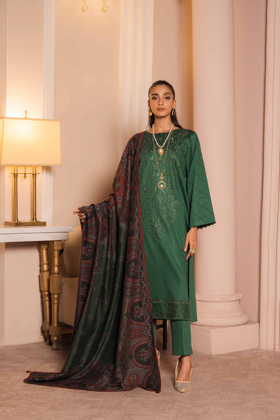 Nishat Sunehray Din Embroidered Sateen Unstitched 3Pc Suit - 42303380