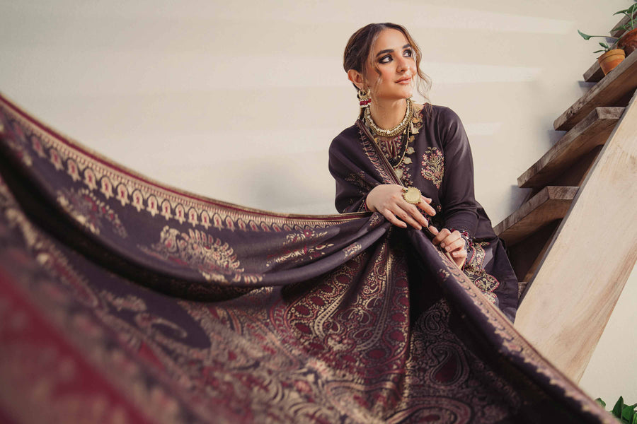 Nishat Sunehray Din Embroidered Sateen Unstitched 3Pc Suit - 42303382