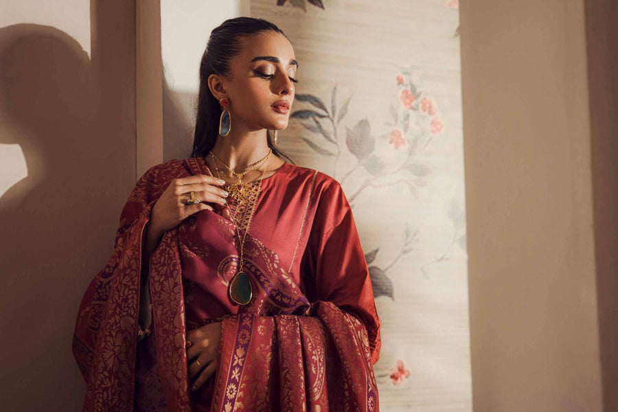 Nishat Sunehray Din Embroidered Sateen Unstitched 3Pc Suit - 42303384