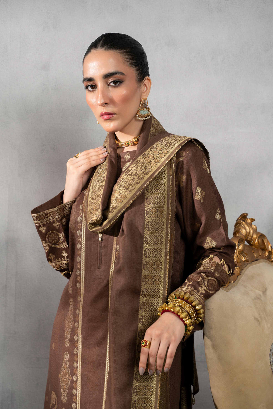 Nishat Sunehray Din Embroidered Jacquard Unstitched 3Pc Suit - 42303386