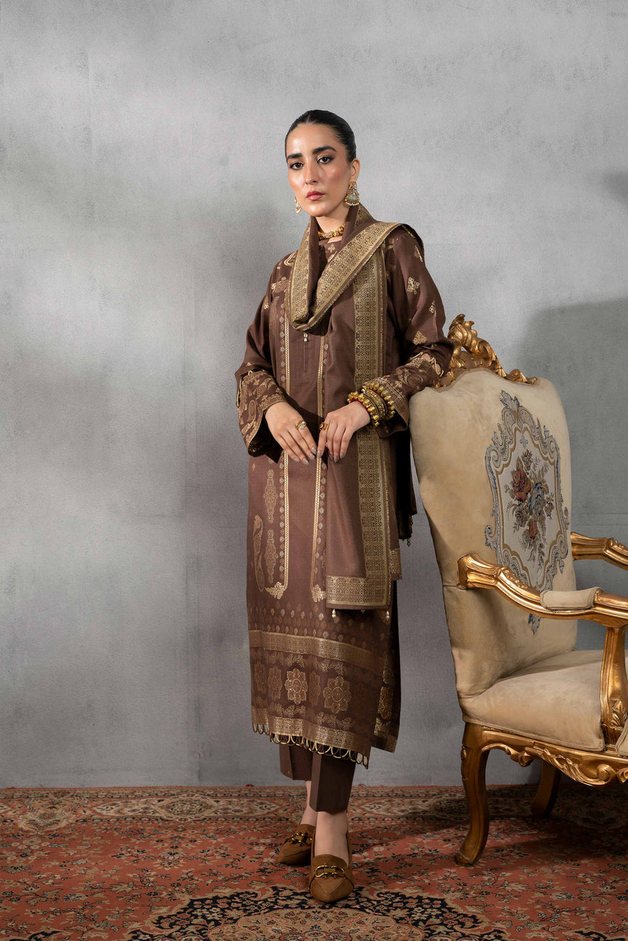 Nishat Sunehray Din Embroidered Jacquard Unstitched 3Pc Suit - 42303386
