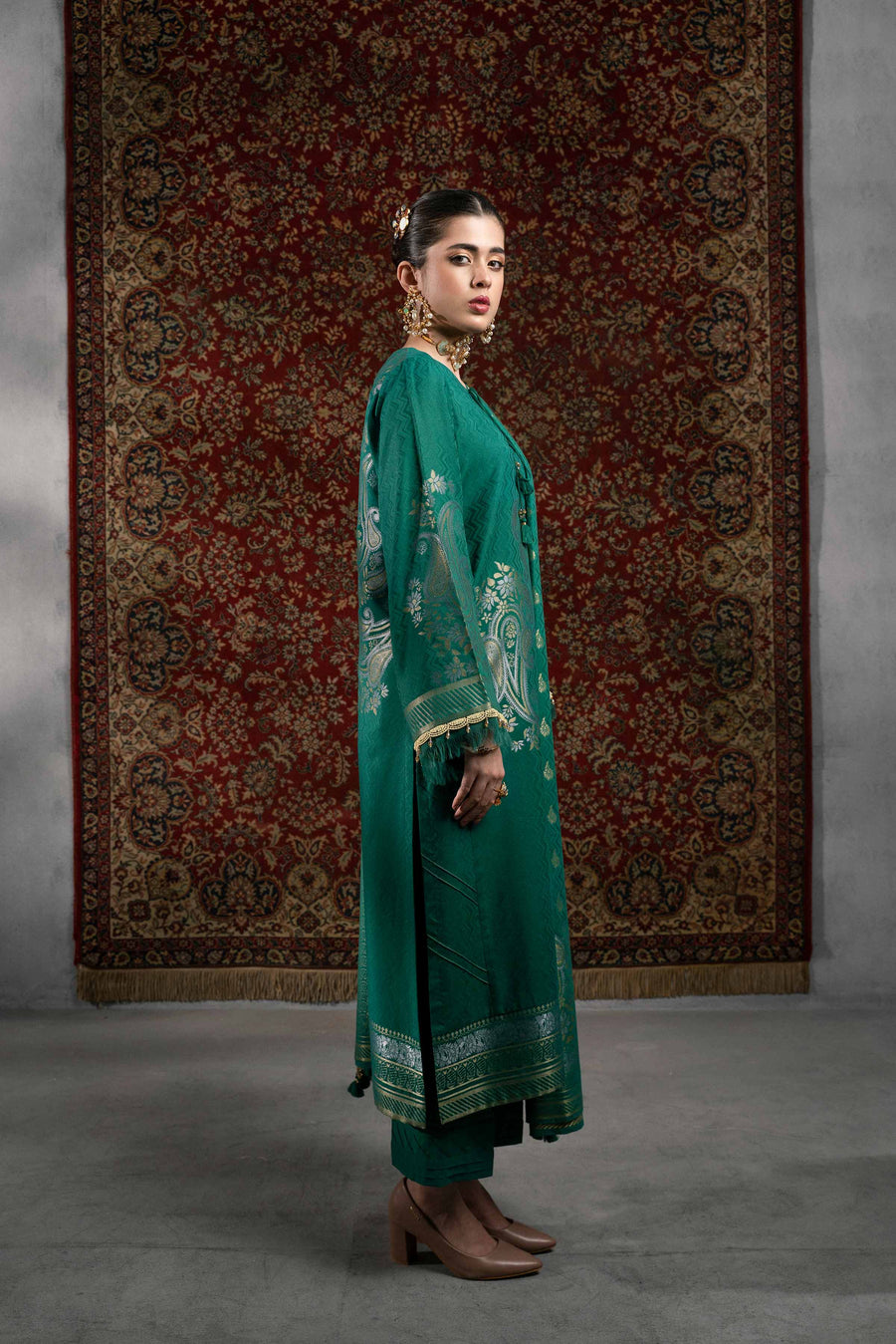 Nishat Sunehray Din Embroidered Jacquard Unstitched 3Pc Suit - 42303387
